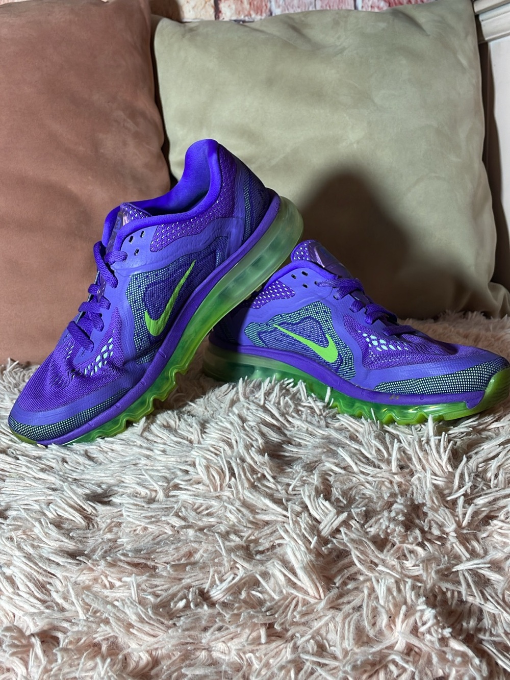 Nike Women’s Purple with Neon Green Air Max Running Sneakers